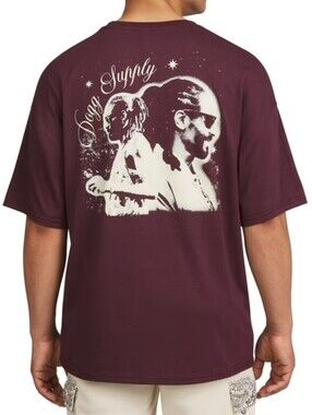 Dogg Supply Snoop Dogg Burgundy Graphic Embroidered Tshirt Retro-Style Screenpri